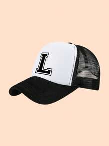 1pc Letter Print Kids Truck Mesh Cap Set, Fashion Foam Mesh Hat For Children, Suitable For Children's Day, Back To School, Daily Wear, Travel Matching - Black and White - View 3