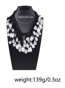 1 件巴洛克风格个性化手工打结项链，不对称仿珍珠吊坠女式颈链 - 吊墜項鍊 - 查看 7