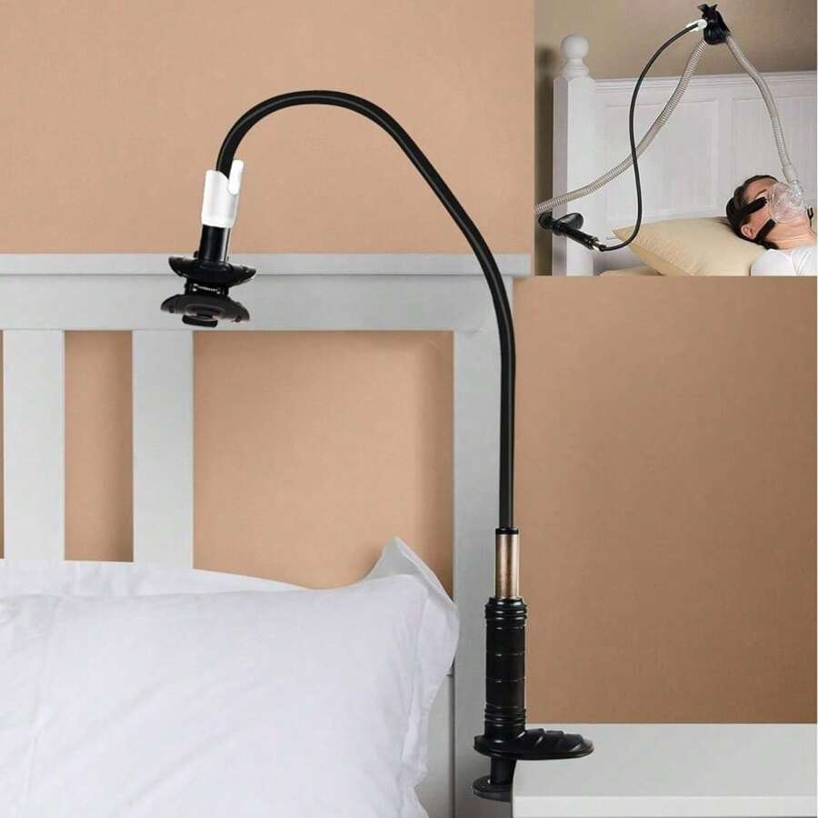 CPAP Hose Holder, Flexible Adjustable Hose Lifter, Non-Slip Bedside Bracket, For Preventing CPAP Tubing Leakage And Tangle - Black - View 1