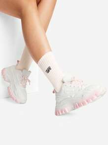 Womens Road Running Shoes, Women's Trainers Platform Lace-Up Comfortable Dad Sneakers