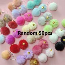 20/50/100pcs Multi-Color Faux Rabbit Fur Pom Pom Pendant, 1.8cm Fluffy Ball, 18 Colors, Winter Series Accessories, Suitable For DIY Christmas Crafts, Earrings, Hair Accessories, Keychains