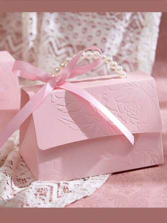  10pcs Elegant Wedding Candy Boxes For Bridal Showers | Glittering Gift Favors With Satin Ribbon & Pearls | 20-Count Luxury Treat Packaging (20% Off Today!) Summer Birthday Gifts Beach Back To School School Supplies Room Decor