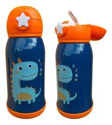 Double Layer Children's Thermal Bottle With Silicone Straw, Stainless Steel, 500ml - trái cam - Xem 4