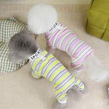 New Spring/Summer Pet Clothes, Cat Casual Wear, Air Conditioning Cat Clothes, Dog Four-Leg Clothes, Apparel, Animal Costumes, Small Dog Clothes, New Casual Wear, British Style Animal Outfits, Breathable Sports Clothes With Leash Buckle - Yellow - View 1