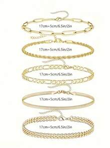 5pcs Stainless Steel Dragon/Snake Bone Design Bracelets, Minimalist, Elegant, Romantic, Casual, Versatile, Suitable For Women Any Occasion - Multicolor - View 5