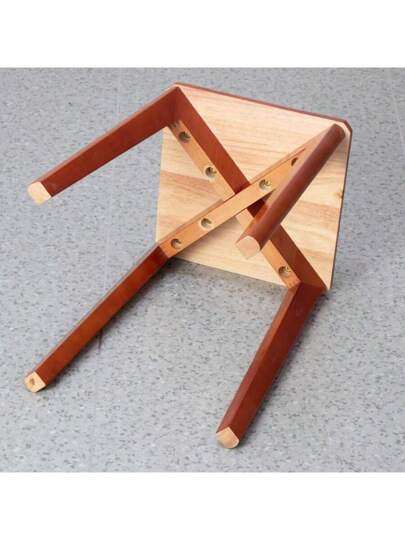 1pc European Solid Wood Stool, Square Round Home Commercial Dining Tafel Natural Walnut Chair, Room Factory view 3