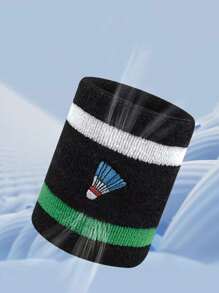 Men's Badminton Embroidered Wrist Sweatbands, Elastic Moisture-Wicking Thick Fleece Wrist Bands, Multiple Colors Available, Suitable For Basketball, Tennis, Baseball, Softball, Volleyball, Soccer, Running, Golf, Yoga, Archery, Gym, Weightlifting And Other Sports