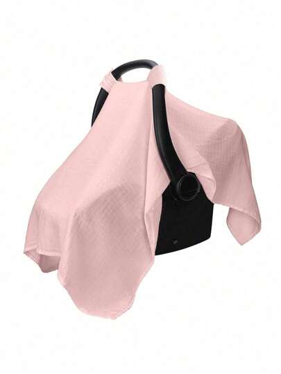 1件装新款绉布婴儿提篮罩纱布推车遮阳罩毯子防晒罩灰色户外玩耍防尘罩夏季薄款柔软罩