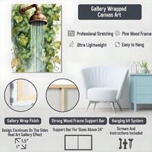 1pc Framed Canvas Poster, Floral Bathroom Shower Wall Art Canvas Paintings, Ideal Gift For Bedroom Living Room Corridor, Wall Art, Room Decoration