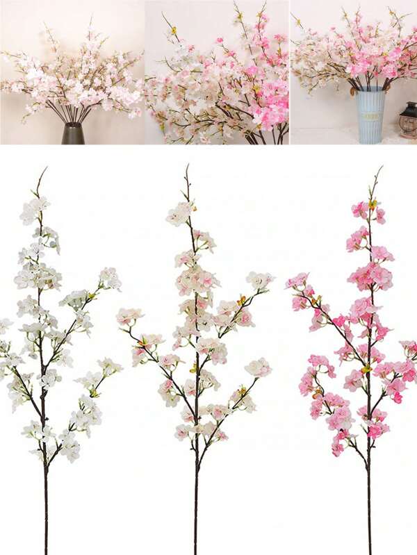 قطعة واحدة من أفرع الكرز الاصطناعية كبيرة الحجم، زهرة واحدة قابلة للطي من زهر الخوخ ، زهور السكورا الاصطناعية ، ديكورات حرفية للحديقة DIY ، باقة زهور بلاستيكية مركزية مناسبة لديكور المنزل والحفلات والأعراس وعيد الأم