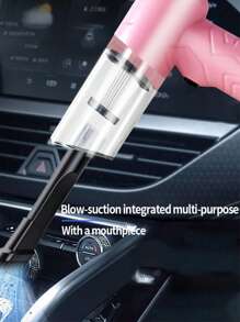 1pc Wireless Car Vacuum Cleaner Set, Powerful Suction Cyclone Filter Cleaning Machine, Mini Handheld Vacuum Cleaner Suitable For Car, Home And Office - Pink - View 6