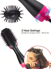 吹风机刷吹风机刷合一 - 升级版 Plus 2.0 一步式热风刷 - 四合一吹风机造型器和丰盈器，用于吹干拉直卷发丰盈头发 - 圣诞节礼物 - 黑紅 - 查看 6