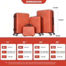 4-Piece ABS Lightweight Suitcase, 14 Inch Makeup Box, Aircraft Wheels (14/20/24/28) DARK ORANGE