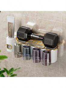 1 conjunto de porta-escovas de dentes e copo, organizador criativo para escovas de dentes e enxaguantes bucais, para pendurar na parede, para organização de banheiro, decoração para casa e banheiro, verão, volta às aulas