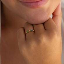 Customized Dainty And Delicate Women's Marquise-Cut Birthstone Ring. A Meaningful Family Ring Gift For Her, Girlfriend, Mom, Grandmother, Family, Friends - Perfect For Anniversaries, Valentine's Day, Mother's Day, Birthdays, Graduations, Daily Wear, Weddings, Proms, Or Any Special Occasion. - Multicolor - View 4