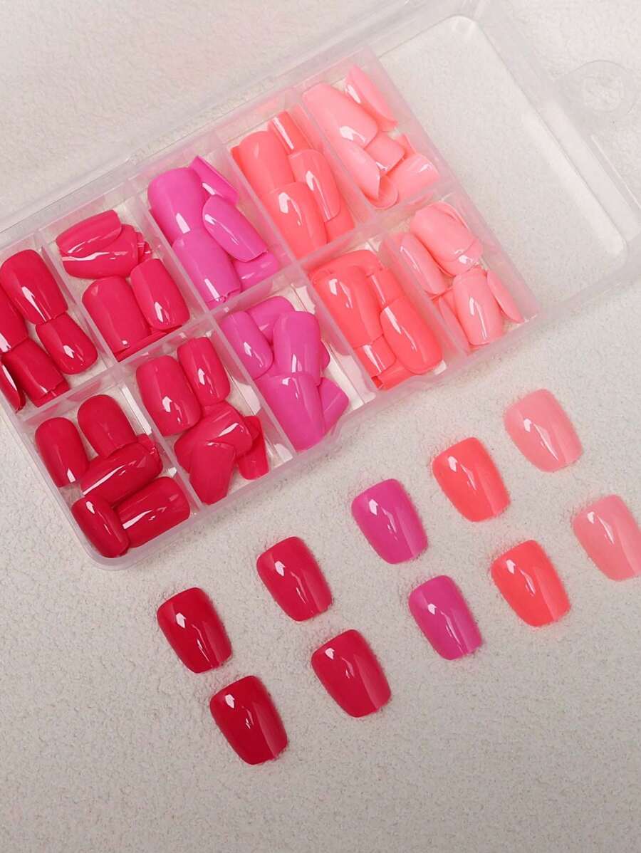 150 piezas/caja Uñas artificiales desmontables de la serie rosa para otoño e invierno, uñas postizas, suministros para uñas