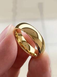 1pc Fashionable And Simple Bright Round Plain Ring 4MM Stainless Steel Ring Couple Ring Finger Ring, Suitable For Men And Women, Engagement And Wedding Ring - A - View 6