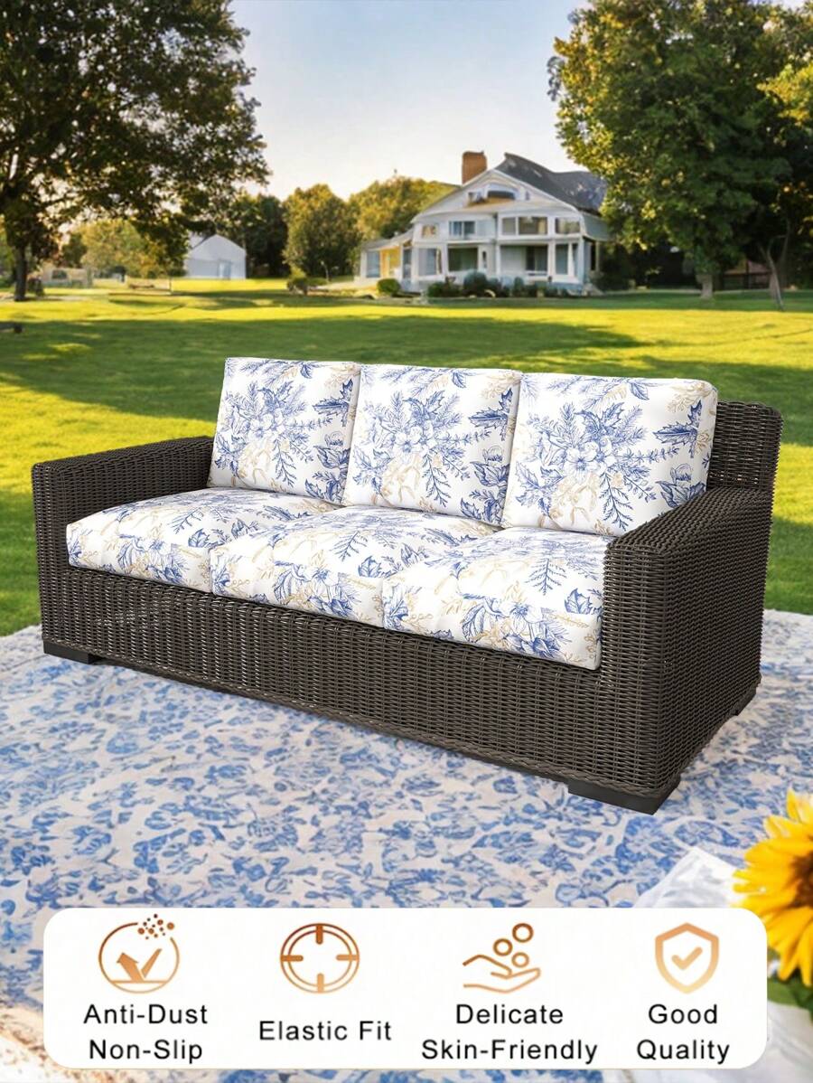 1 tấm vải bọc ghế sofa ngoài trời bằng lụa sữa in kỹ thuật số co giãn cao, chất liệu thân thiện với da, tạo sự thoải mái khi giải trí ngoài trời, tăng thêm nét quyến rũ cho cuộc sống trong vườn - Nhiều màu - Xem 1