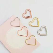 50pcs/Set Metal Heart Shaped Mini Binder Clips, Bookmarks, Book Binding, Note Decoration Stationery, School & Office Supplies - Multicolor - View 4