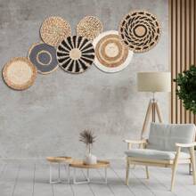 1/7 Cesta de Parede Estilo Boho, Cesta de Vime Trançado de Grama Marinha, Cesta Redonda Boêmia para Decoração de Parede, Adequada para Fazenda, Casa, Quarto, Decoração Rústica, Tampo de Mesa, Múltiplos Tamanhos Disponíveis (Estilo Clássico) - Multicolorido - Visão 6