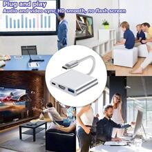 1 Stück 3-in-1 USB-C Hub Adapter mit 4K, erweiterbar für Air/Pro, iPhone 15 Pro Max/15 Pro/15 Plus/15, Galaxy S25/S24/S23/S22/S21/S20, USB 3.0 Splitter Ladegerät