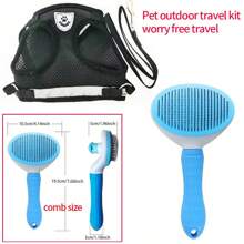 Pet Cat Dog Reflective Vest Harness & Leash Set, Includes Harness, Leash, Brush; Pet Outdoor Walking Harness & Foldable Food Bowl Set, Hassle-Free Travel