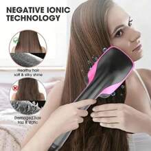 Hair Dryer And Blow Dryer Brush In 1,Negative Ion Hair Dryer Brush, 1Step Lonic Hair Straightener Brush Hair Dryer Hot Air Brush, Hair Styling Tool Straightening Drying Smooth Hair For All Hair Types - Black and Red - View 1