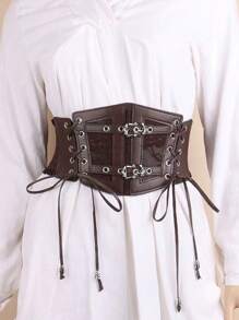 1 pieza Cinturón elástico con decoración de encaje para la cintura de mujer, cinturón de corsé para vestido, entrenador de cintura para adelgazamiento y control de abdomen