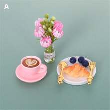 10pcs/Set Realistic Flower Vase, Coffee Cup, Bread Knife & Fork Model, Casual Miniature Creative Scene Props - Multicolor - View 15