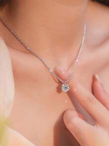 2pcs JinJynHao Women's Minimalist Copper Shiny Starry Sky Twist Necklace & Cubic Zirconia Pendant Necklace, Elegant Gift For Ladies, Suitable For Casual Wear, Graduation, Mother's Day, Fashion Jewelry In Silver & Gold