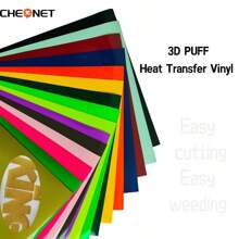 CHEONET 3D Puff Transferfolie Rolle - 25cm x 1,5m 1 Stück, Bügelbild für T-Shirts, Taschen & Textilien, Hochtemperatur-Schaumfolie, gemischte Farben