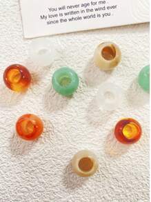 9x11mm 50pcs Acrylic Material Spring/Summer Popular Multi-Color Large Hole Beads, New Chinese Style Hand Dyed Round Beads/Antique Style Straight Hole Loose Beads - Multicolor - View 7