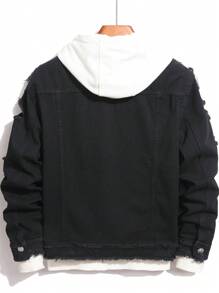 Chaqueta vaquera desgastada para hombre, chaqueta de jeans de moda casual de corte slim estilo high street coreano