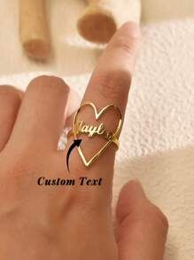 1Pc Anel de nome em forma de coração personalizado, anel de nome personalizado, anel de coração, acessórios de moda para noivado e casamento, presentes de dia dos namorados