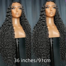 MECRY 10-36 英寸 200% 密度假发 人发前额头发预拔 13x4 13*6 4*4 5*5 高清深波浪蕾丝前额假发 女士人发前额头发 12A 卷发前额假发 人发前额头发漂白结与婴儿头发混合头发