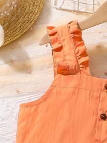 2pcs/Set Tween Girls Sweet Lace Camisole And Plaid Ruffle Hem Skirt Set, Suitable For Summer - Orange - View 4