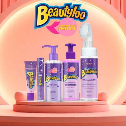 Kit Combo Linha Beautyloo Hidratante Mousse Sabonete Gloss Cheirinho de Chiclete Face Beautiful Festa Junina