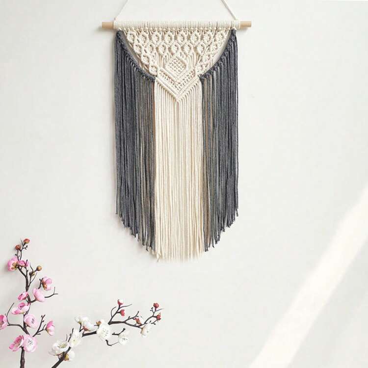 1 st. Bohemian stijl vlinder kant macramé wanddecoratie, handgeweven kwastblad zwaaiende wandtapijt decoratie - Veel kleurig - Bekijken 8