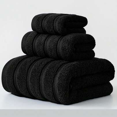 Bộ 1/3 khăn tắm cotton kẻ sọc đơn giản hiện đại | Siêu mềm, thấm hút cao, nhanh khô, không xơ vải, nhẹ, Kích thước có sẵn: Khăn tắm 34x75cm/Khăn tắm 70x140cm/Khăn mặt 34x34cm, Vật dụng thiết yếu bền bỉ cho phòng tắm, Quà tặng cho cặp đôi