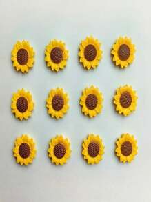 10PCS Oval-Shaped Plastic Sunflower Fridge Magnets For Kitchen & Dining Decor