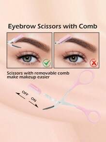 1 件男女通用眉毛剪刀梳，辅助眉毛梳剪刀，适合女性和男性，完美的眉毛修剪工具，可更好地控制长度，修剪眉毛，家庭美容小工具，带迷你梳子的剪刀脱毛，面部毛发 - 彩色 - 查看 9