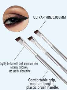 Bộ 3 cọ trang điểm mắt với cọ kẻ mày siêu mảnh hình lưỡi dao độc đáo, phù hợp cho người mới bắt đầu, bộ cọ trang điểm, bộ dụng cụ trang điểm, bộ cọ trang điểm hoàn chỉnh, bộ cọ trang điểm, bộ trang điểm đầy đủ, bộ cọ trang điểm, bộ cọ trang điểm, bộ quà tặng trang điểm, bộ sản phẩm, quà tặng, cọ trang điểm chuyên nghiệp, bộ trang điểm hoàn chỉnh - Bạc - Xem 3