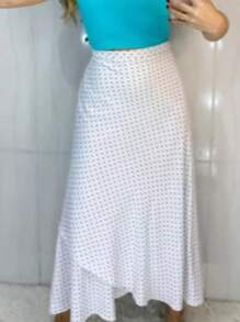 VISCOLINHO WRAP SKIRT WITH SLIT LINING - WHITE OPÁ - 白色圓點 - 查看 1