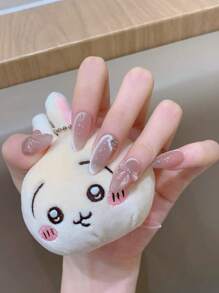 10片猫眼美甲贴纸，中长款，高品质，精致婚礼美甲，手工蝴蝶结装饰，适合女孩或女士在节日、母亲节或特殊场合佩戴，可用作礼物或美甲用品。