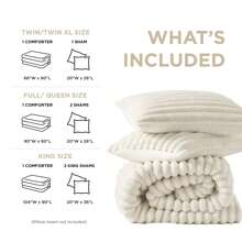 Intelligent Design Fluffy Ribbed 2/3 Pieces Cord-Textured Bedding Comforter Set,Plush 300 Gsm Fabric For Weighty Durability And Softness Comforter Sets,2 Pieces Set For Twin-Twin XL Size,3 Pieces Set For Full-Queen-King-CAL King Size,Cozy All-Season Home Textile For Stylish Home Bedroom Décor,Spring Prmo, Mother's Day Thanks Giving Gifts