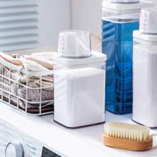 1pc Laundry Detergent Powder Storage Container With Measuring Cup, Moisture-Proof - Clear - View 4
