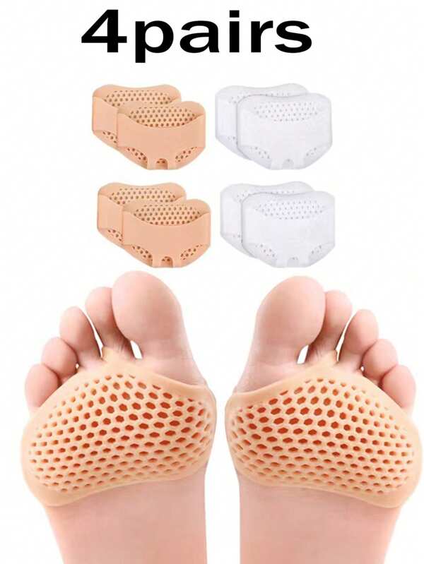 4 Paar Waben-Vorfußpolster, atmungsaktive rutschfeste Einlegesohlen für Damen High Heels, Zehentrenner Socken