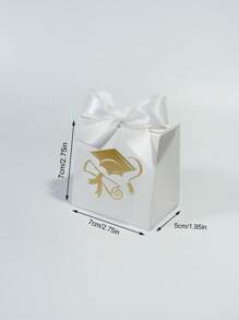 10 件毕业迷你礼盒 - 优雅的帽子和文凭设计，配缎带，非常适合毕业派对礼物、小礼物、巧克力和糖果 - 红色和白色可选，毕业庆典 - 7X5X7cm - 查看 12