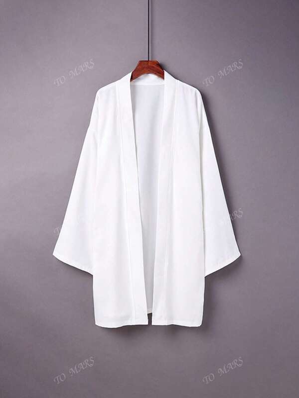 Japanischer Stil einfarbige, vielseitig einsetzbare Windjacke in Knielänge, Chinesischer Stil Hanfu Mantel mit langem Kragen für Cosplay, UV-Schutz, Kimono