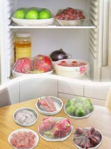 200 pièces Ensemble jetable de pellicule plastique et de bonnet de douche, Couvercle réutilisable en plastique PE pour boîte alimentaire, Pellicule plastique transparente, Sac en film PE, Couvercle jetable élastique pour bol, Convient pour la conservation des aliments, le réfrigérateur, les restes, les fruits, le pique-nique, le barbecue - Fournitures de cuisine de haute qualité, Couvercles élastiques et ajustables en plastique pour bol, Sacs d'emballage universels pour la cuisine anti-odeur, anti-fuite et anti-poussière, Couvercle pour congélateur